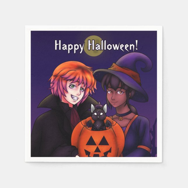 Serviette En Papier Joyeux costumes d'Halloween (Devant)