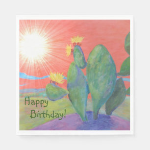 Serviette En Papier Joyeux coucher de soleil de Cactus