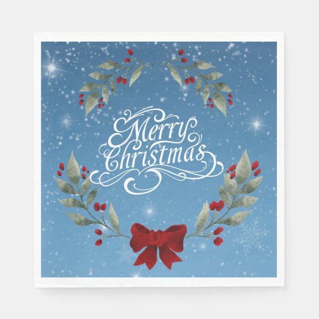 Serviette En Papier Joyeux couplet Bible de Noël (Devant)