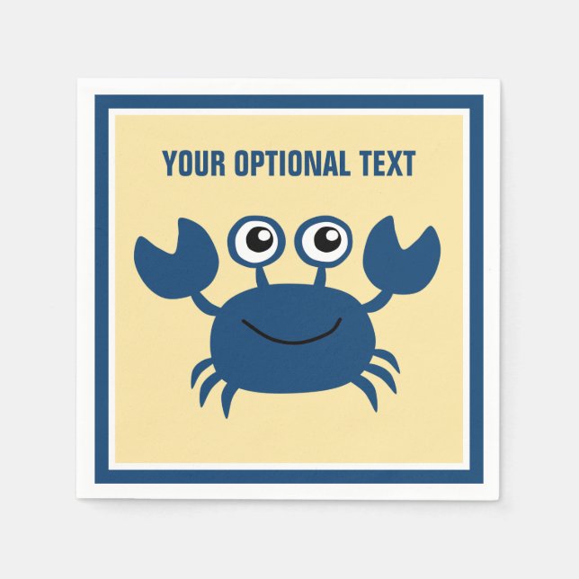 Serviette En Papier Joyeux Crabe texte personnalisé (Devant)