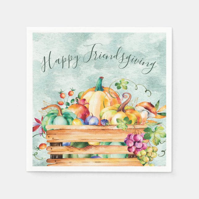 Serviette En Papier Joyeux Dîner d'Action d'Ami Automne automne (Devant)