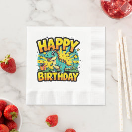 Serviette En Papier Joyeux Dinosaur d'anniversaire