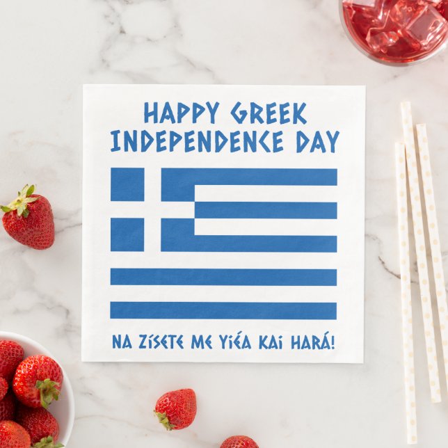 Serviette En Papier Joyeux drapeau grec pour l'indépendance (En situation)