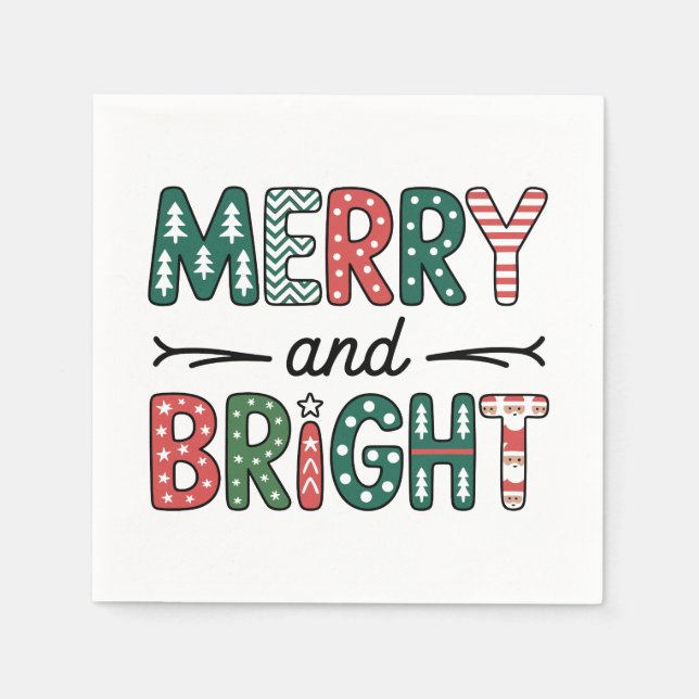 Serviette En Papier Joyeux et brillant Noël Famille Noël Noël (Devant)