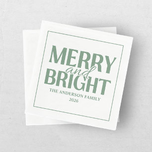 Serviette En Papier Joyeux et Lumineux Noël Vacances Vertes