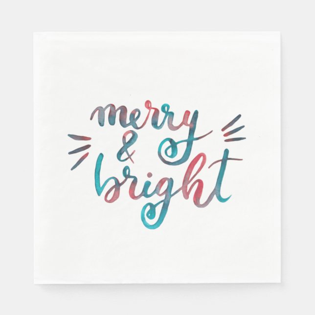 Serviette En Papier Joyeux et lumineux - vert et rouge (Devant)