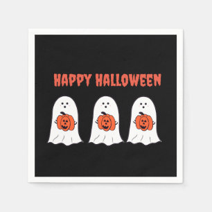 Serviette En Papier Joyeux Fantômes d'Halloween avec Jack-o-Lanterns