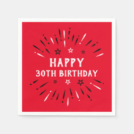 Serviette En Papier Joyeux feu d'artifice du 30e anniversaire Rouge No