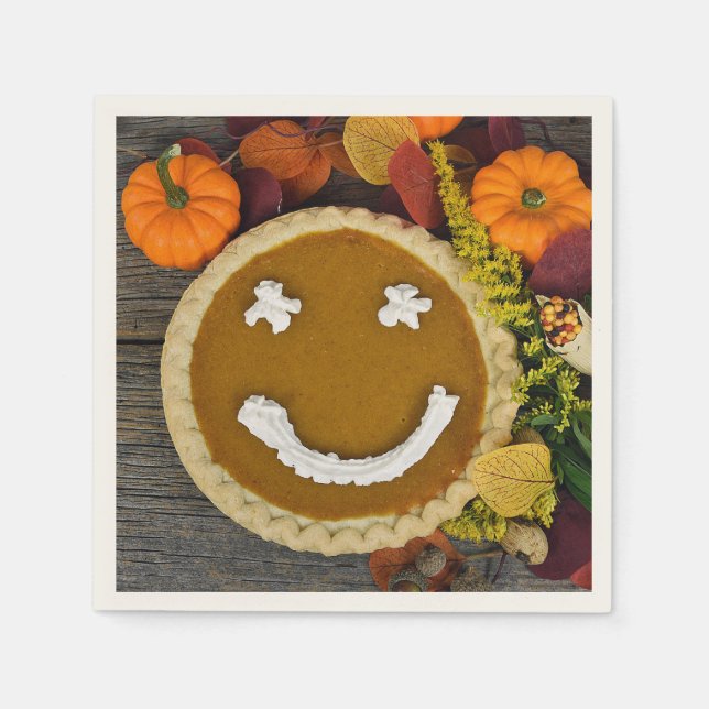 Serviette En Papier Joyeux gâteau Citrouille de Thanksgiving (Devant)