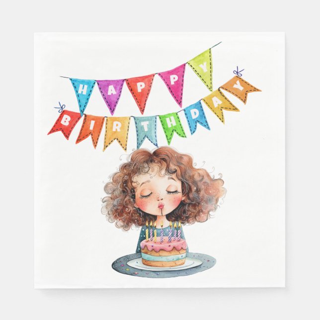 Serviette En Papier Joyeux gâteau d'anniversaire (Devant)