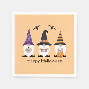 Serviette En Papier Joyeux Gnomes d'Halloween violet orange