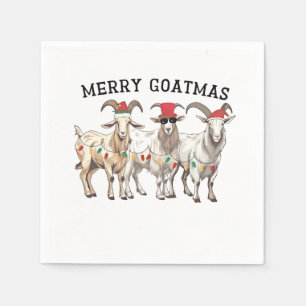 Serviette En Papier Joyeux Goatmas Animal Chèvre Amour Joyeux Noël