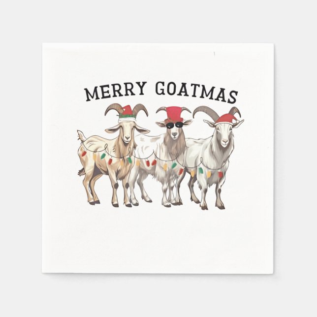 Serviette En Papier Joyeux Goatmas Animal Chèvre Amour Joyeux Noël (Devant)