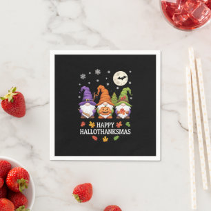 Serviette En Papier Joyeux Hallothanksmas Gnomes Lover Halloween Noël