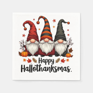 Serviette En Papier Joyeux Hallothanksmas Halloween Noël Gnomes