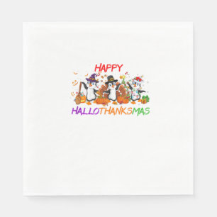 Serviette En Papier Joyeux Hallothanksmas Penguin Halloween Thanksgivi