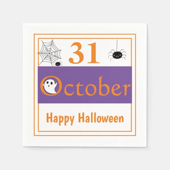 Serviette En Papier Joyeux Halloween 31 Octobre Spider Halloween Party (Devant)