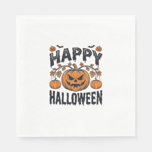 Serviette En Papier Joyeux Halloween Citrouille Design de Gravure Vint
