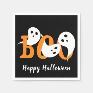 Serviette En Papier Joyeux Halloween Fantômes noirs Boo