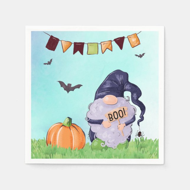 Serviette En Papier Joyeux Halloween Gnome Whimsical (Devant)
