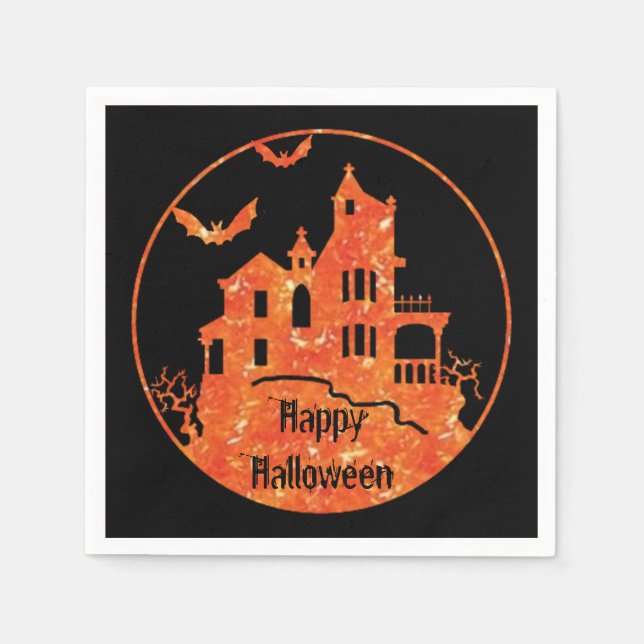 Serviette En Papier Joyeux Halloween Haunted House Napkins (Devant)