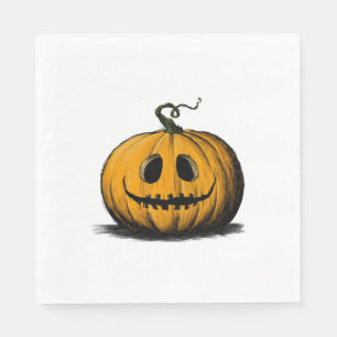 Serviette En Papier Joyeux Halloween Jack O'Lantern Adulte Naturel