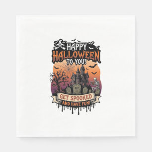 Serviette En Papier Joyeux Halloween Vous Maison Hantée Squelette Chau