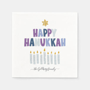 Serviette En Papier Joyeux Hanoukka Monogram Party Napkins