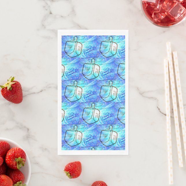 Serviette En Papier Joyeux Hanoukka Napkins (En situation)