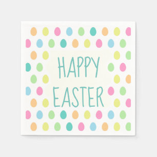 Serviette En Papier Joyeux Happy Pâques coloré