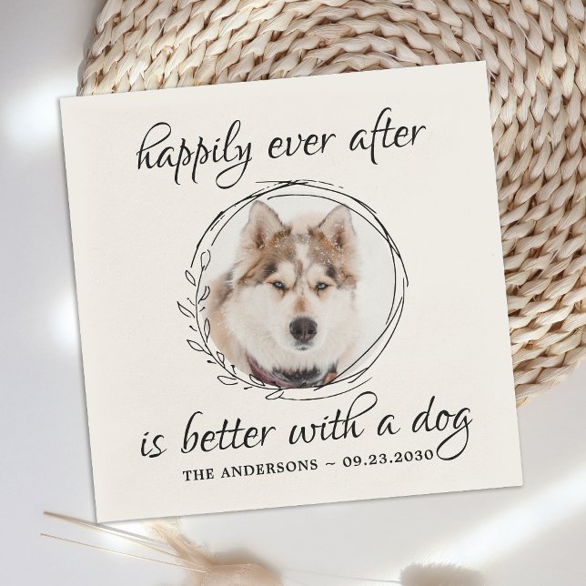Serviette En Papier Joyeux Jour après Elegant Chien Photo Animaux Mari (Créateur téléchargé)