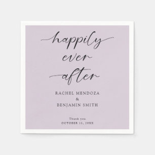Serviette En Papier Joyeux Jour Après Mariage Purple Script Élégant