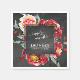 Serviette En Papier Joyeux Jour après Red Flower Bouquet Chalkboard