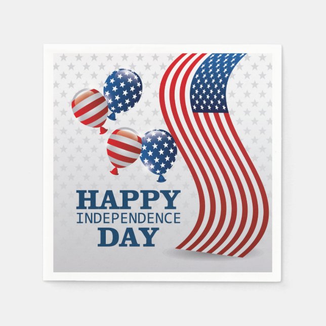 Serviette En Papier Joyeux Jour de l'Indépendance (Devant)