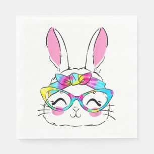 Serviette En Papier Joyeux jour de Pâques lapin mignon lapin face Tie
