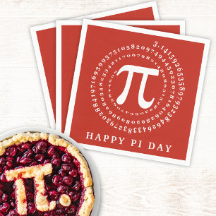 Serviette En Papier Joyeux Jour Pi 3.14 Numéro Spiral Rouge