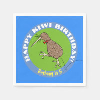 Joyeux kiwi caricature oiseau avec cravate arc