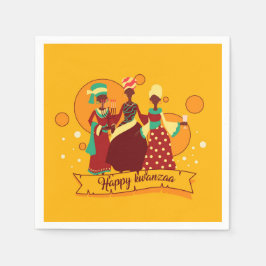 Serviette En Papier Joyeux Kwanzaa 3 Dames Cocktail Jaune
