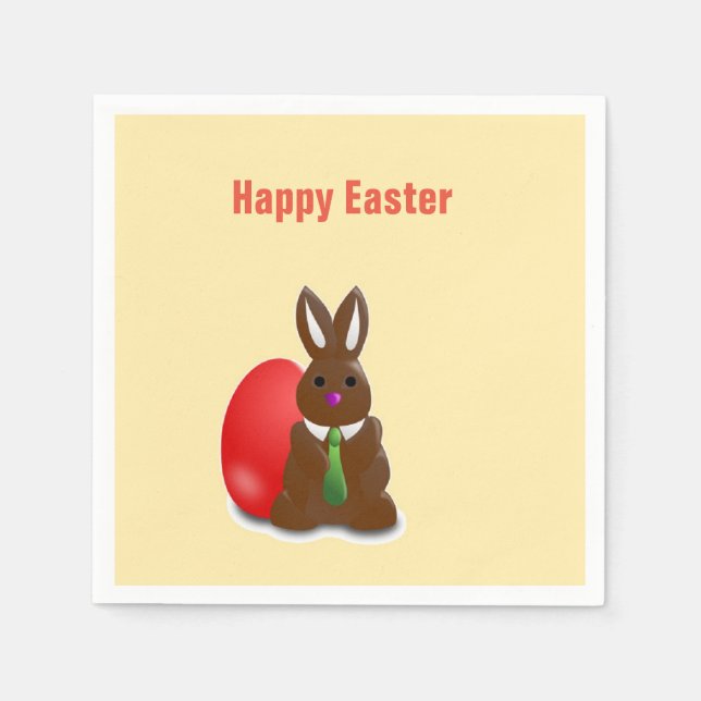 Serviette En Papier Joyeux lapin au chocolat de Pâques (Devant)