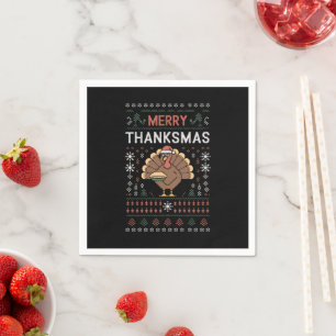 Serviette En Papier Joyeux Merci Noël Christmas Thanksgiving Turquie 