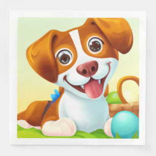 Serviette En Papier Joyeux mignon chien souriant