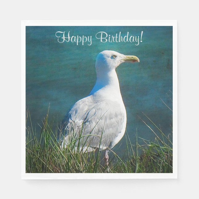 Serviette En Papier Joyeux mouette d'anniversaire (Devant)