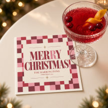 Joyeux Noël à carreaux roses et rouges
