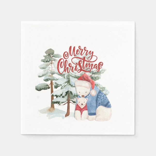 Serviette En Papier Joyeux Noël adorable Conception de vacances (Devant)