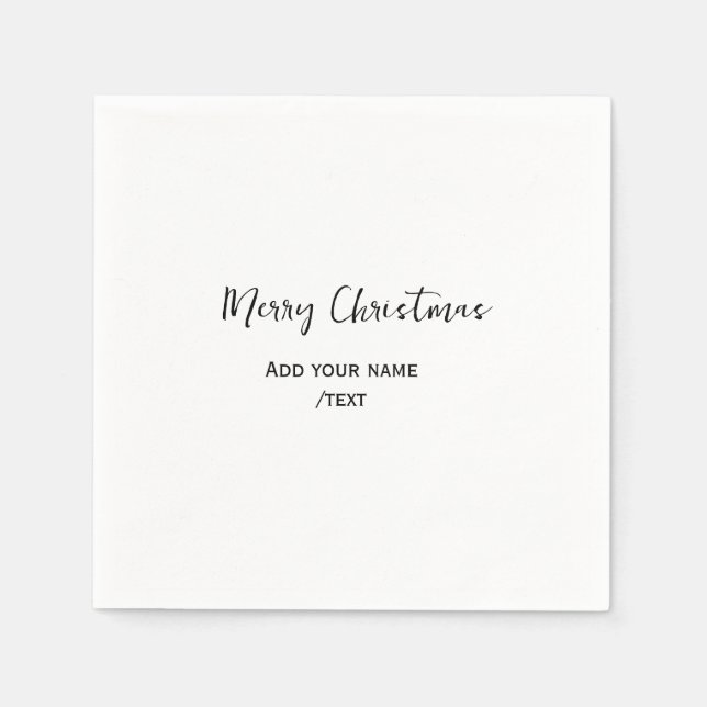 Serviette En Papier Joyeux Noël ajouter texte moderne simple (Devant)