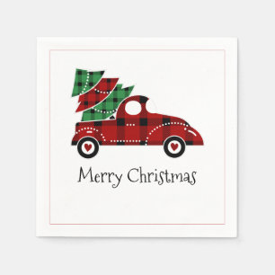Serviette En Papier Joyeux Noël Antique Camion Rouge Vacances Naples