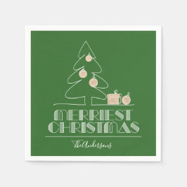 Serviette En Papier Joyeux Noël Arbre vert Vacances
