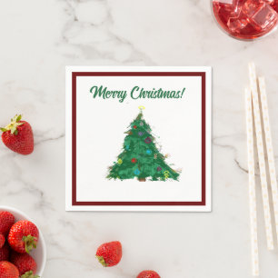 Serviette En Papier Joyeux Noël Art Moderne Cute Petit Arbre