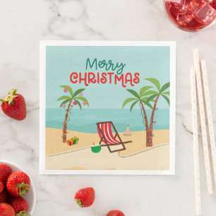 Serviette En Papier Joyeux Noël Beach Party