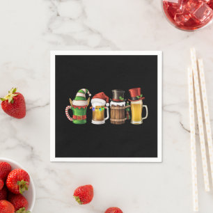 Serviette En Papier Joyeux Noël Bières Buveur Père Noël Amateur de Biè